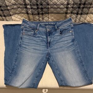 American Eagle Outfitters Women's Light Blue Kick Boot Jeans